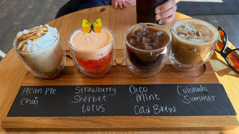 A coffee flight from Olde Town Coffee Shop in Fountain, Colorado