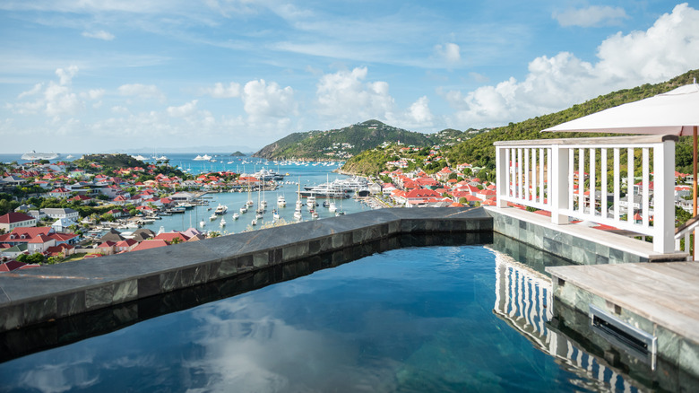 The private pool on the deck of the Pain de Sucre suite overlooking the sea at Fouquet's Saint-Barth