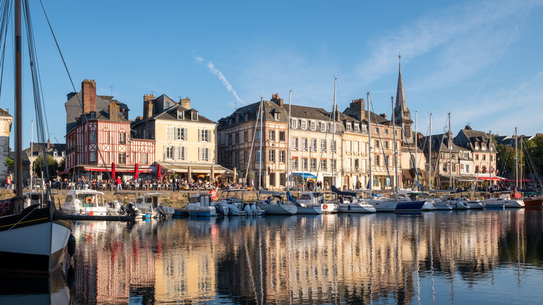 Panoramic view of Vieux Bassin, the heart of Honfleur's harbor