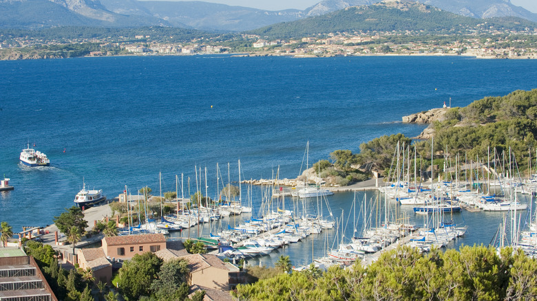 Aerial view of the harbor in Embiez
