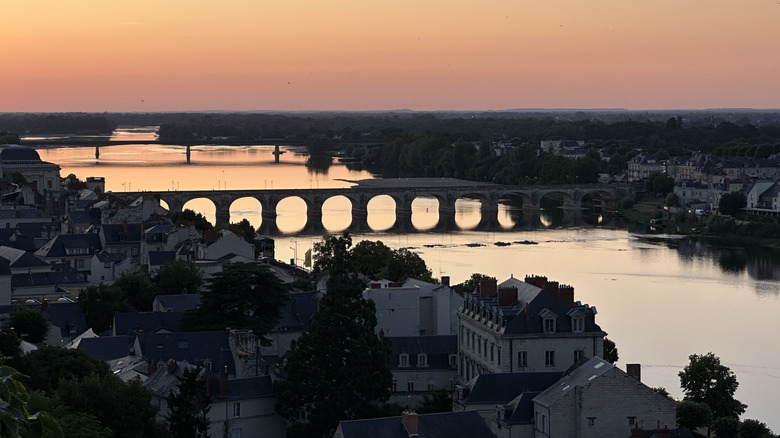 The Loire River at sunset in Saumur, France