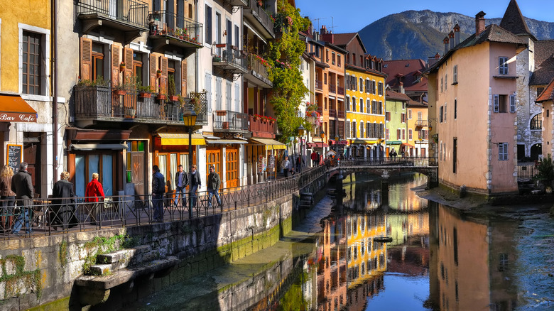 Canal trickling through Annecy old town