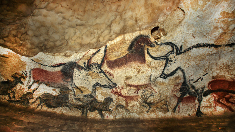 Prehistoric cave paintings in Lascaux cave