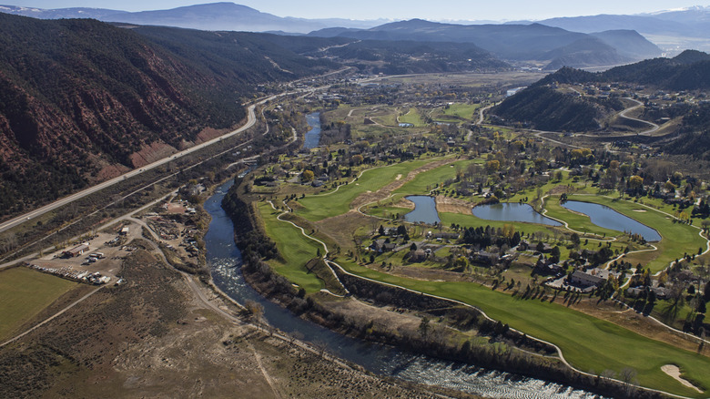The Roaring Fork Valley in Colorado, with a river and golf courses