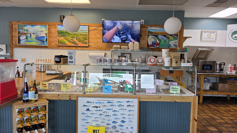 The counter at Greentail's Seafood Market and Kitchen in Nags Head, Outer Banks, North Carolina