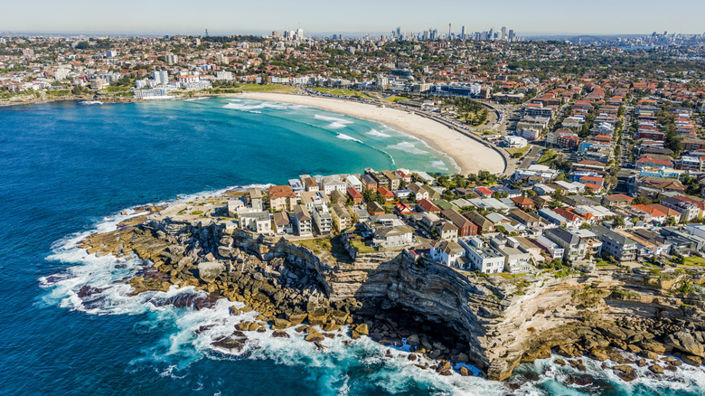 Aerial view of Bondi Beach and Sidney