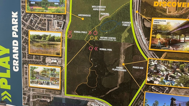 A prospective map of Grand Park highlighting its many amenities