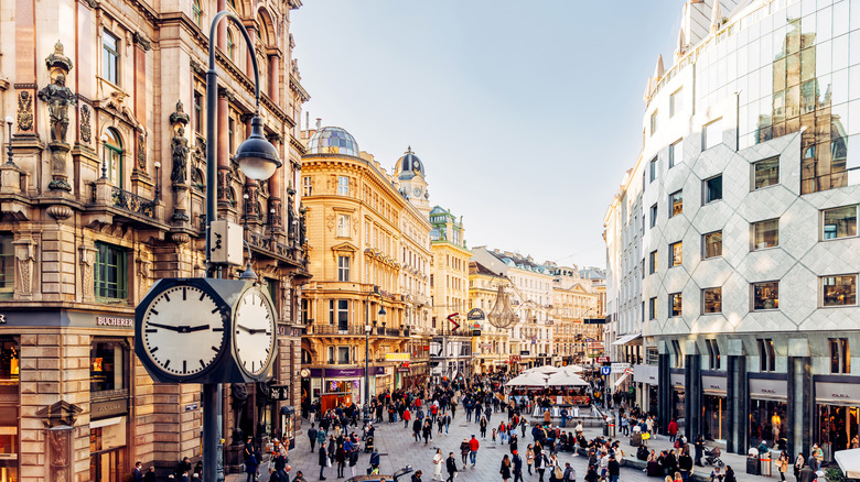 Crowded streets in Austria