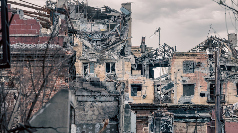 Destroyed buildings in Ukraine