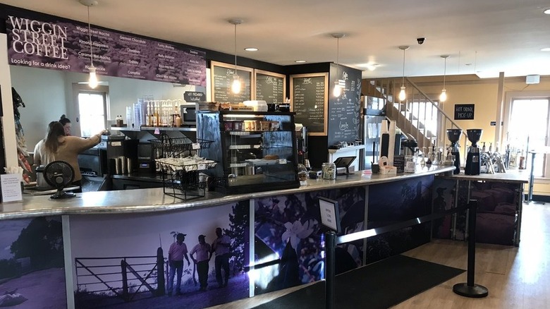 Interior and counter at Wiggin Street Coffee