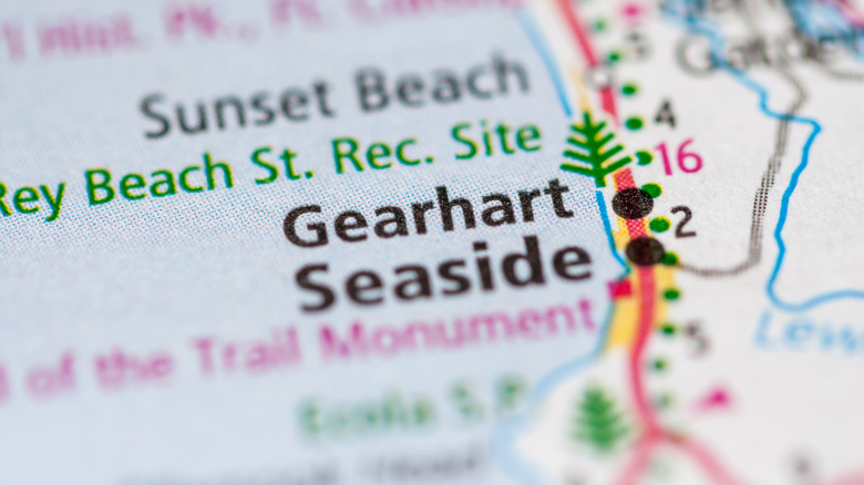 Map showing the town of Gearhart