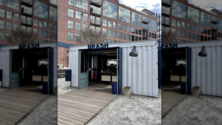 Exterior view of BRASH Coffee  at the Westside Provisions District