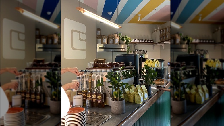 Coffee set up at Con Leche Coffee