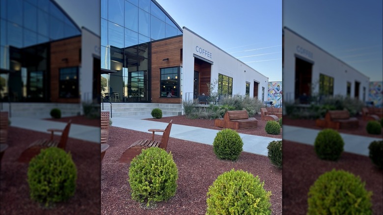 Exterior and patio area at East Pole Coffee Co.
