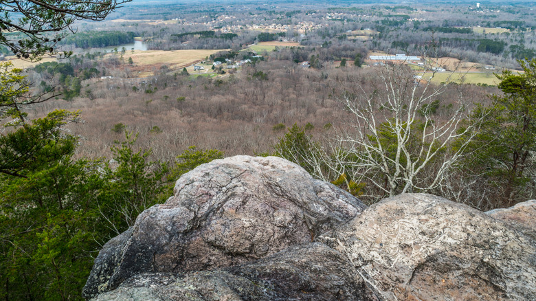 The Indian Seats rock formation on top of Sawnee Mountain in Georgia
