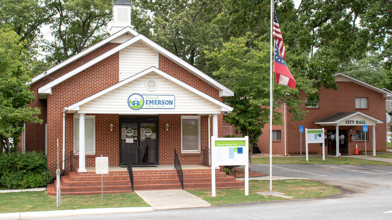 Emerson city hall and visitor's center brick buildings