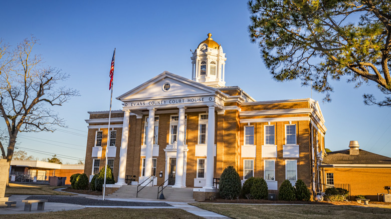 The historic town courthouse in Claxton, Georgia