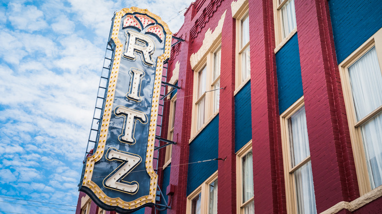 Bright theater signage of The Ritz historic theater