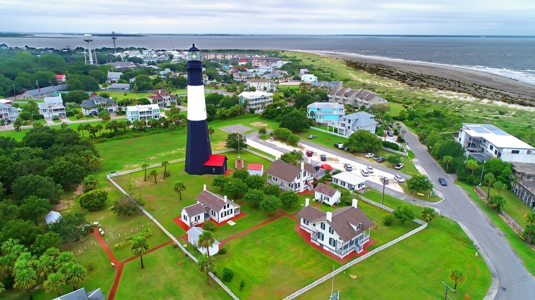 An aerial view of Tybee Island