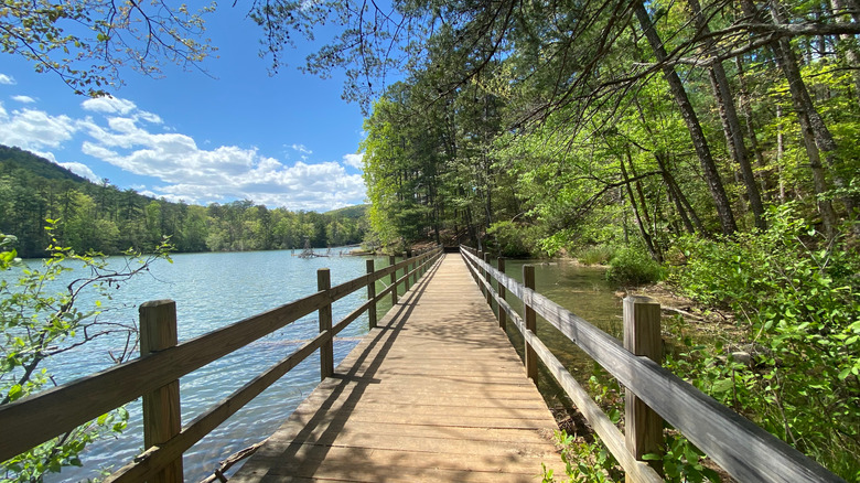 a walkway at Talullah Falls lake