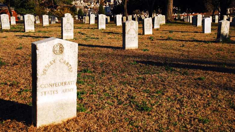 The graves of Confederate soldiers buried in Marietta, Georgia