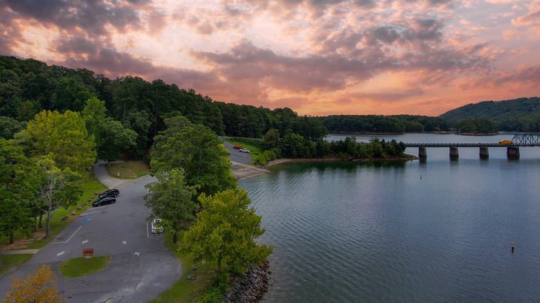 Lake Allatoona, Red Top Mountain State Park bridge at sunset