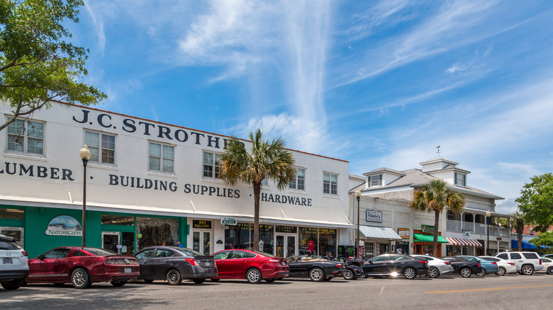 Stores on Mallery Street on St. Simon's Island, Georgia, near Pier Village