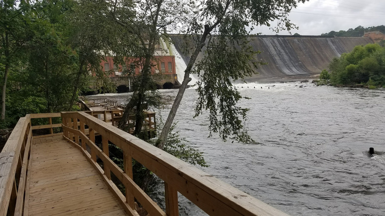 Boardwalk and dam at Jackson Lake in Georgia