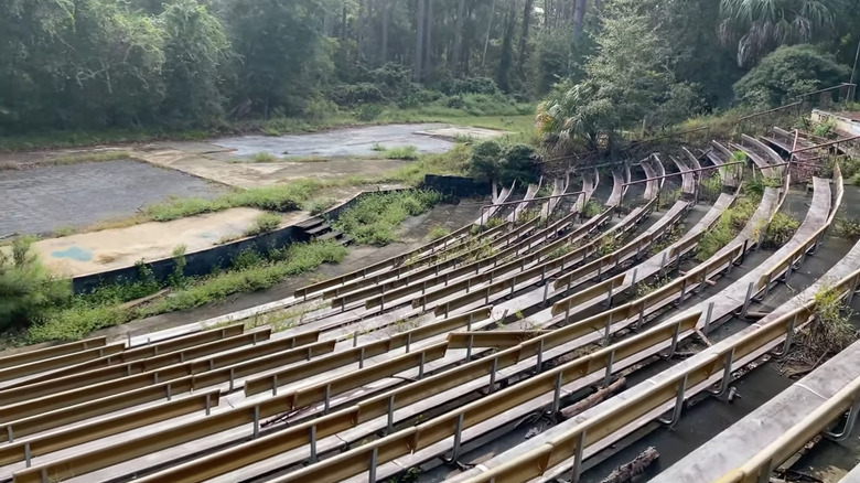 Bleachers and stage at abandoned amphitheater on Jekyll Island