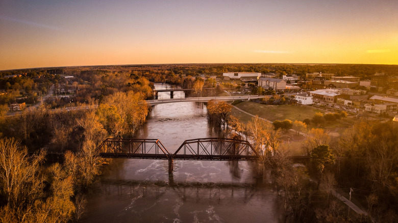 Aerial view of the Flint River passing through Albany, Georgia