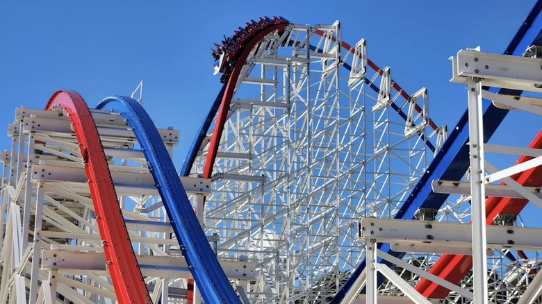 A roller coaster at Fun Spot America in Fayetteville GA