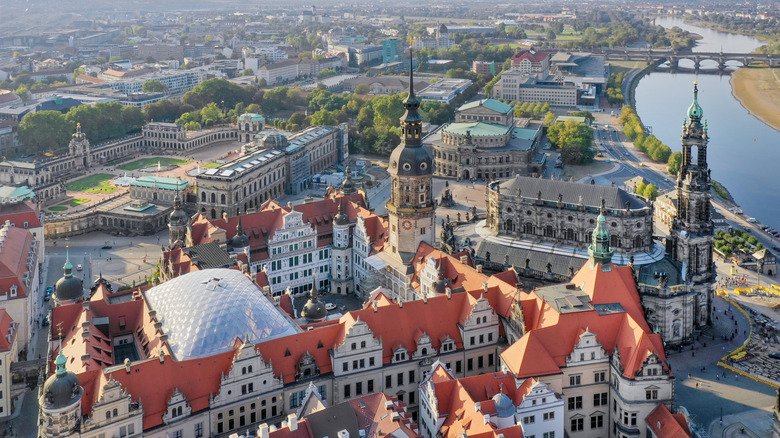 Aerial view of the Old Town in Dresden, Germany