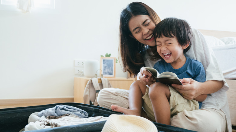 Mom packing with her kid