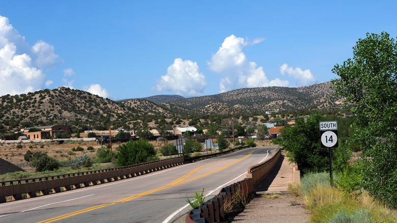 Highway 14 in New Mexico approaching the town of Cerrillos