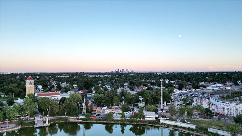 An aerial view of Lakeside Amusement Park in Denver.