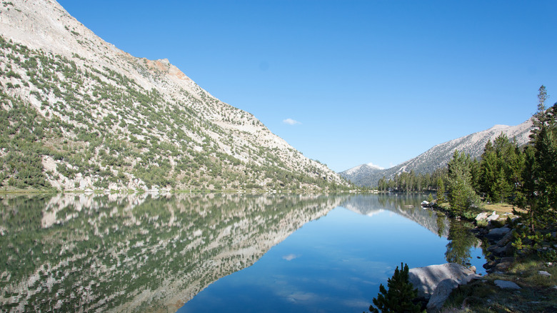 Reflection of the Sierra Nevada Mountains in Charlotte Lake, at California's Kings Canyon National Park