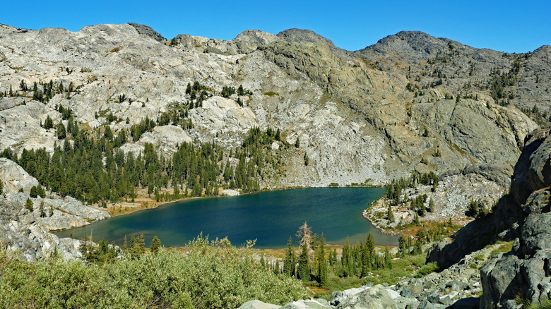 Ediza Lake, seen from a distance on a nearby hilltop