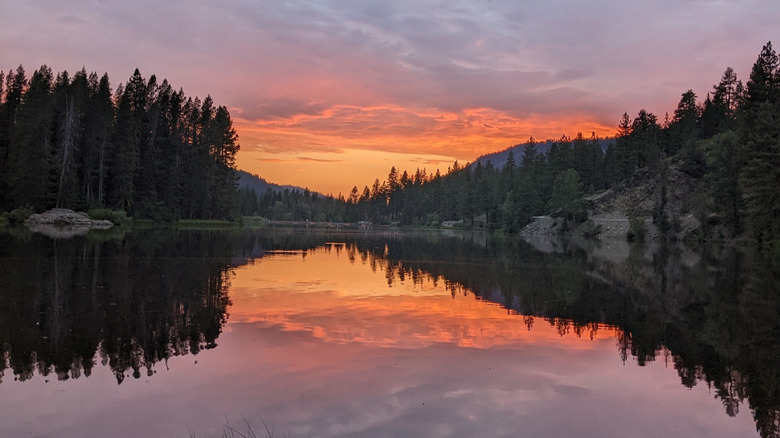 Sunset at Milton Reservoir in California