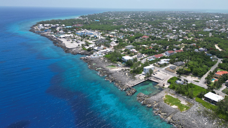 An aerial view of West Bay, in the Cayman Islands