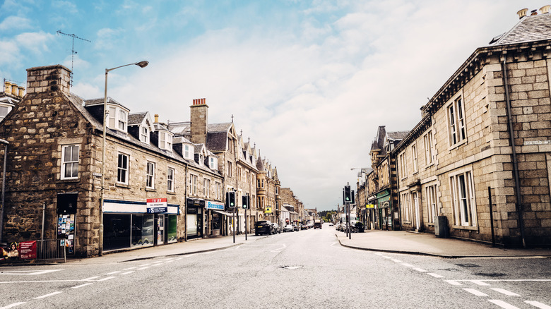 High Street lined with old buildings in Grantown-on-Spey, Scotland