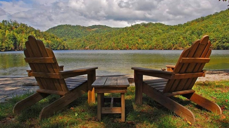Two chairs overlooking the water