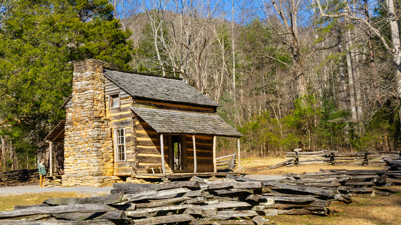 The historic John Oliver Cabin along the Cades Cove Loop Road