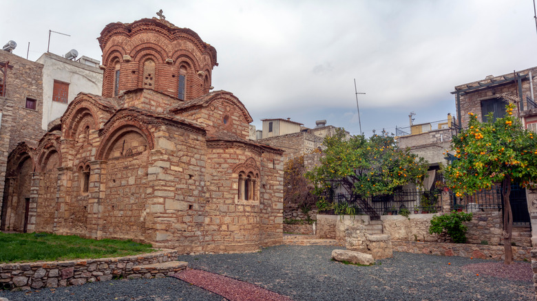 The exterior of the Church of the Holy Apostles in Pyrgi