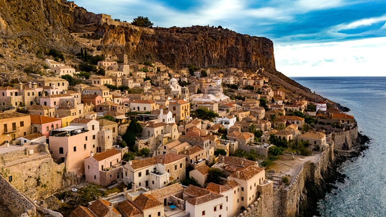 The town of Monemvasia on the coast of Laconia