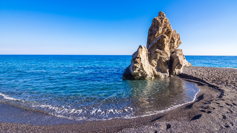 Rock formation on Kalogeros Beach on coast of Agia Roumeli