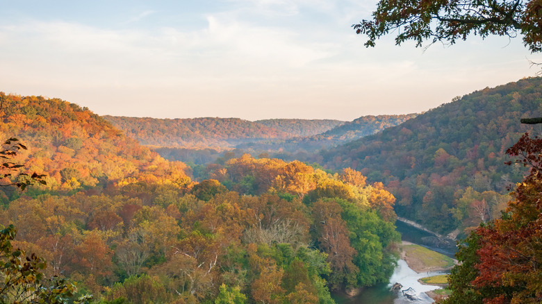 The Green River flowing through Mammoth Cave National Park in Kentucky, during the fall