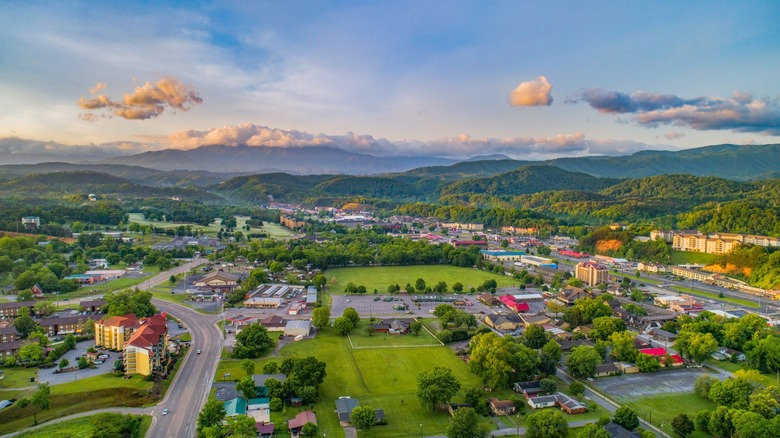 Arial view of Pigeon Forge and surrounding area