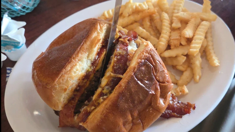 Bacon burger on a plate