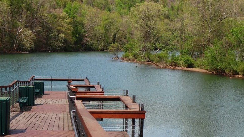 Pier of The Launch at Aspire Park jutting into the Clinch River