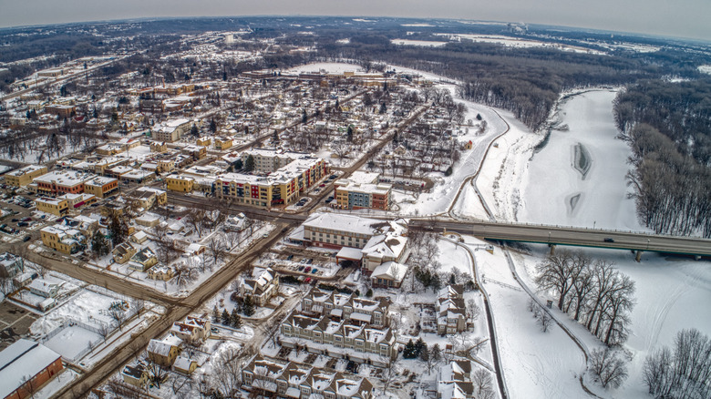 Aerial view of Chaska on the Minnesota River